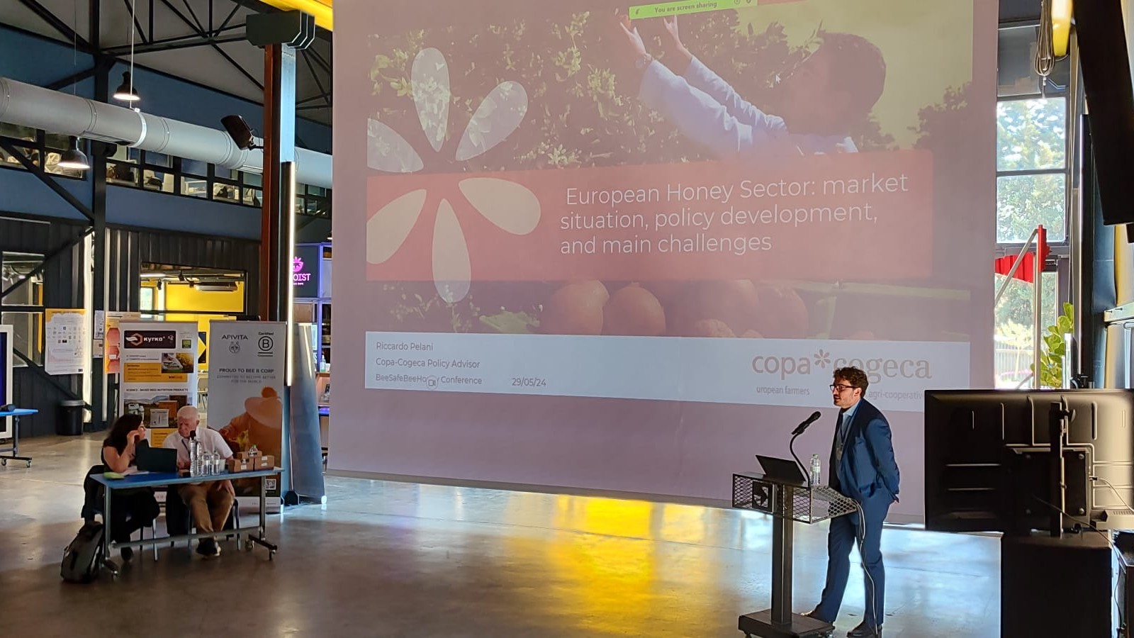 Mr. Riccardo Pelani, apiculture policy adviser of COPA-COGECA, introduced with his keynote speech the WG5 session of the BeSafeBeeHoney 2024 conference. 